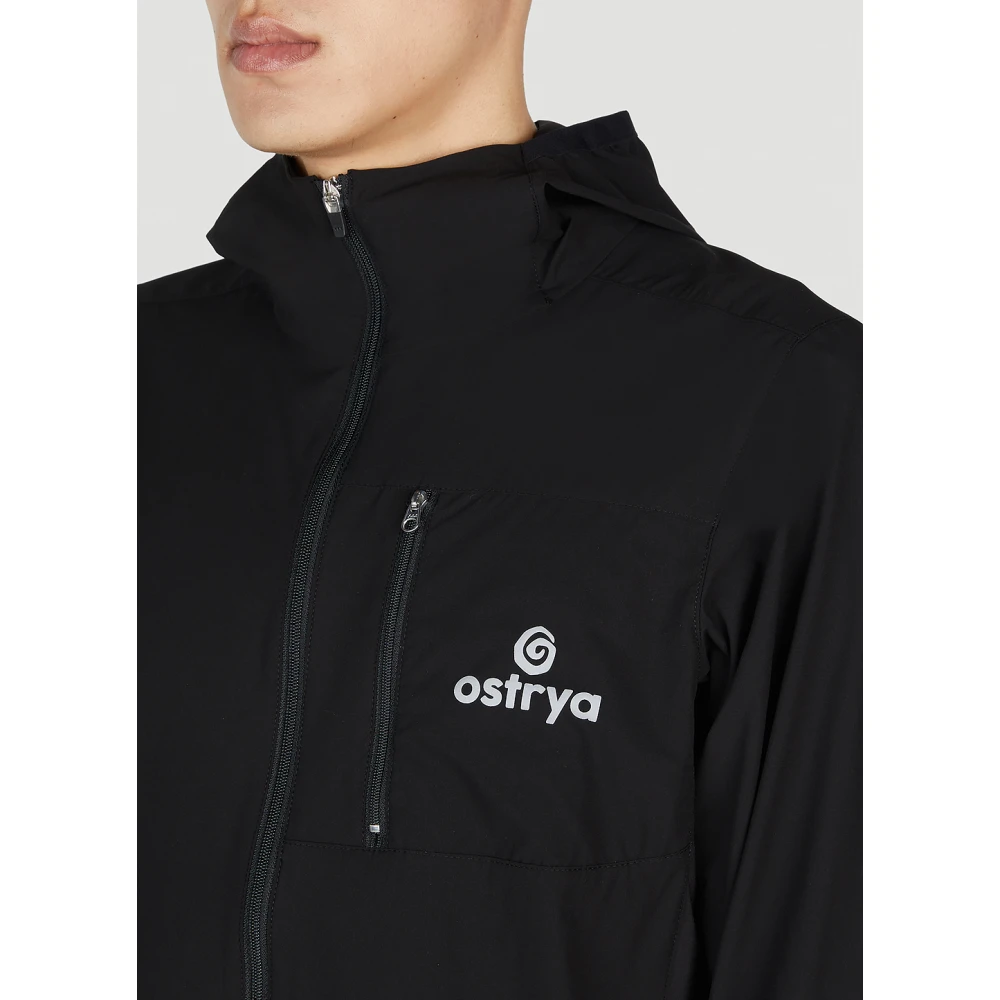 Ostrya Windbreaker met capuchon en logo Black Heren