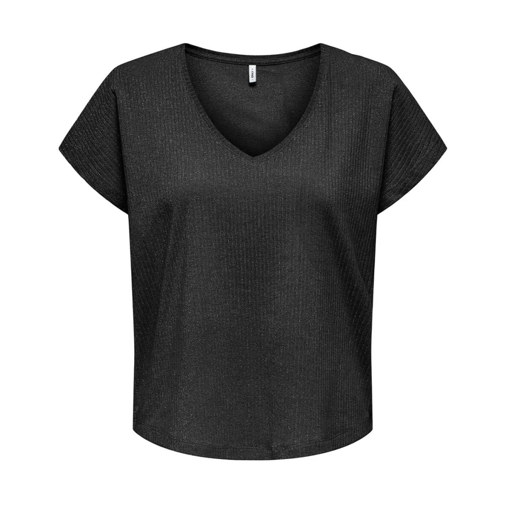 Only Korte Mouw V-Hals Blouse Top Black Dames