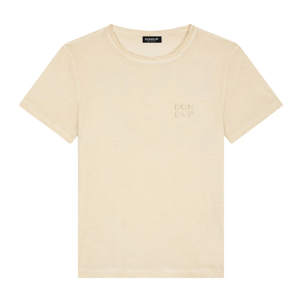 Dondup Uomo Beige T-Shirt Girocollo Con Stampa Logo