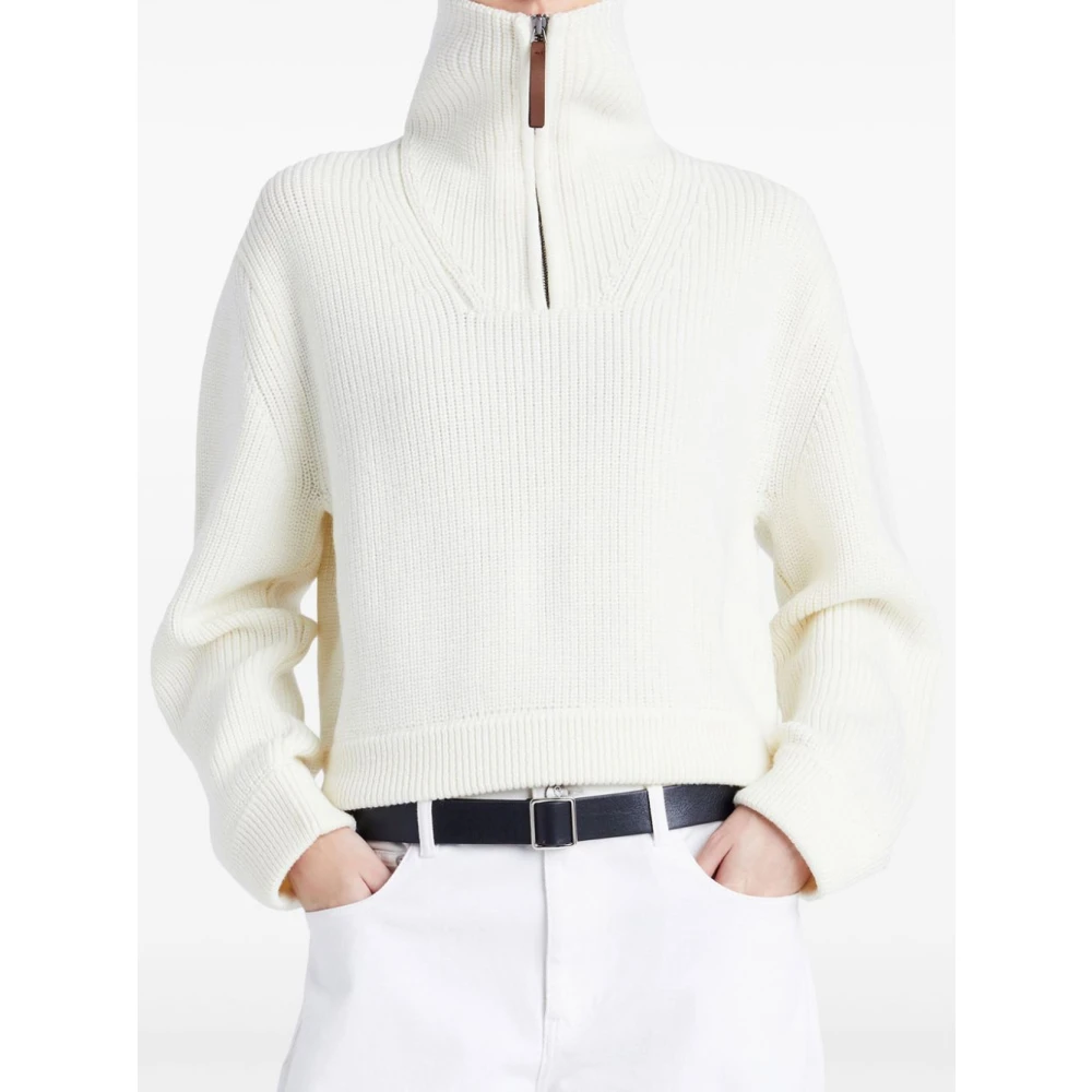 Proenza Schouler Witte Geribbelde Trui met Rits White Dames