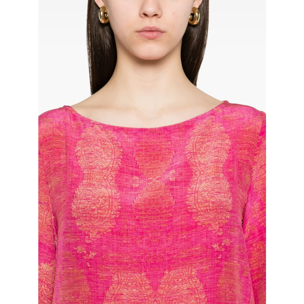 Pierre-Louis Mascia Fuchsia Grafische Print Boothals Jurk Pink Dames
