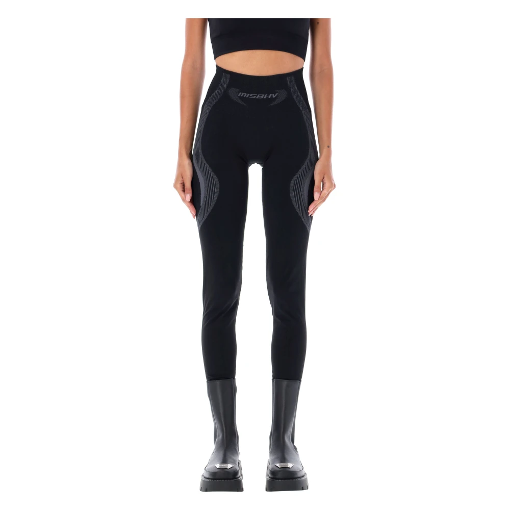 Misbhv Zwarte actieve leggings met decoratieve banden Black Dames