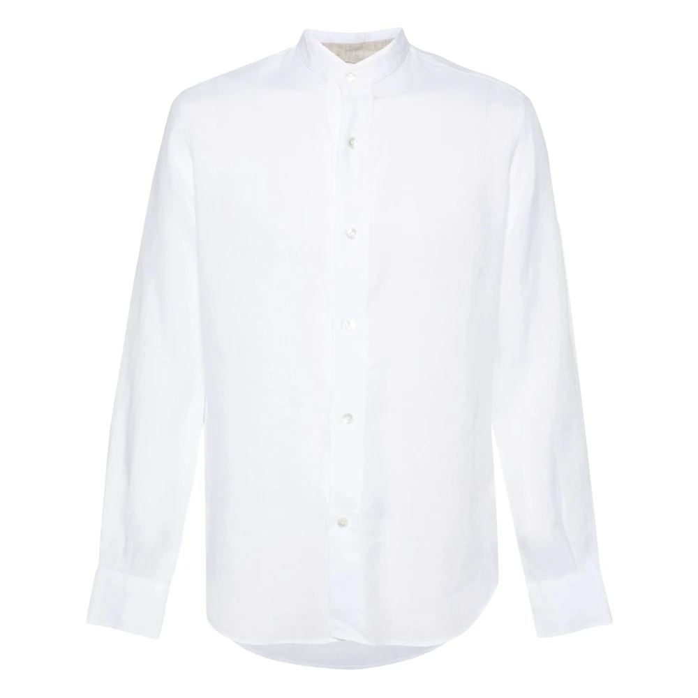 Eleventy Elegante Witte Lange Mouw Linnen Overhemd White Heren