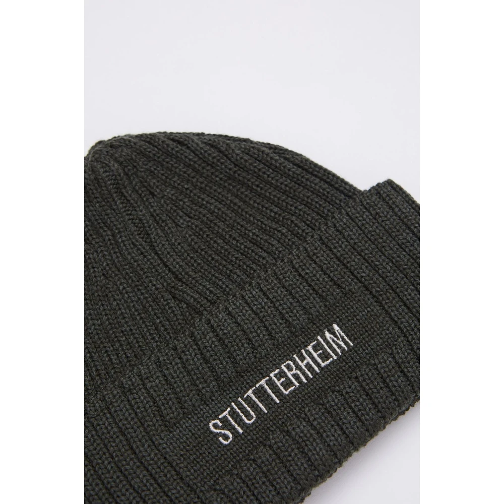 Stutterheim Geborduurde Logo Beanie Muts Green Unisex