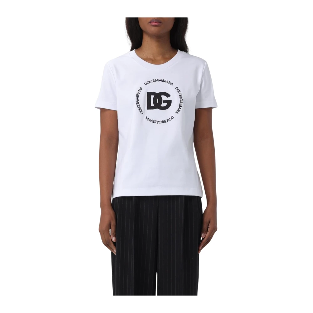 Dolce & Gabbana Femme Blanc Tops, Taille: 34 Fr T-Shirt Logo