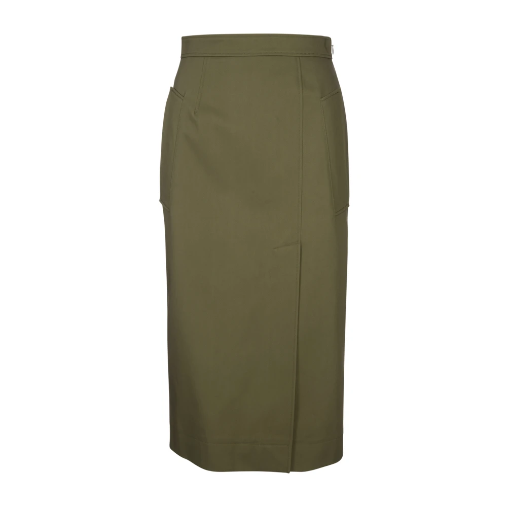 Alexander mcqueen Groene Katoenen Gabardine Midi Rok Green Dames