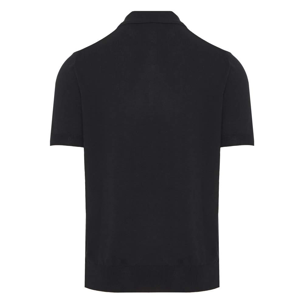 Canali Ritssluiting Polo Shirt in Katoen Black Heren