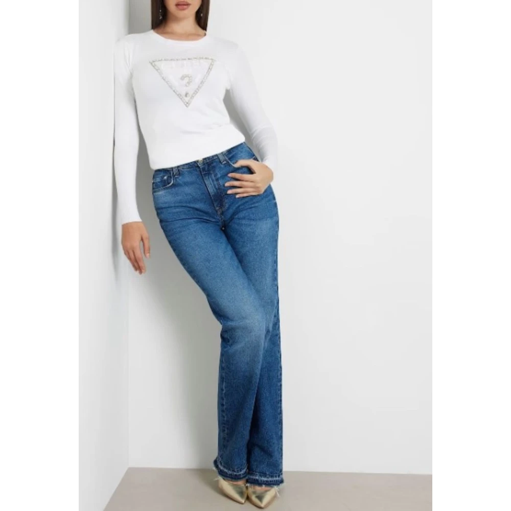 Guess Trui met logo en strass White Dames