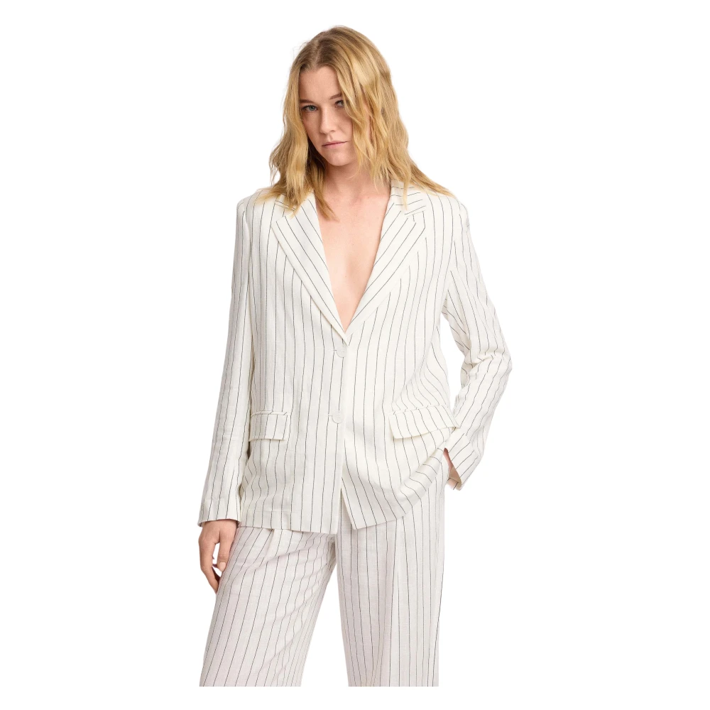 Kocca Women's Beige Giacca Doppiopetto A Righe