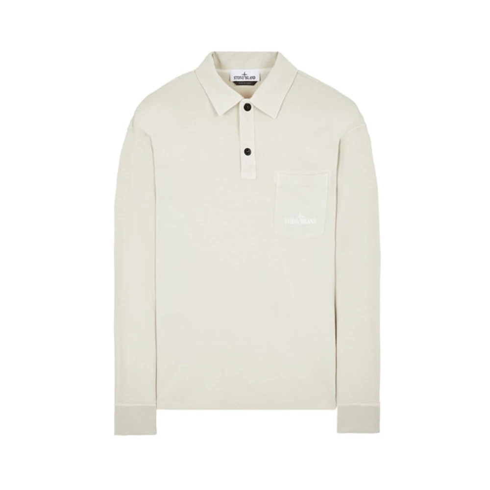 Stone Island Lange mouw polo shirt in wit White Heren
