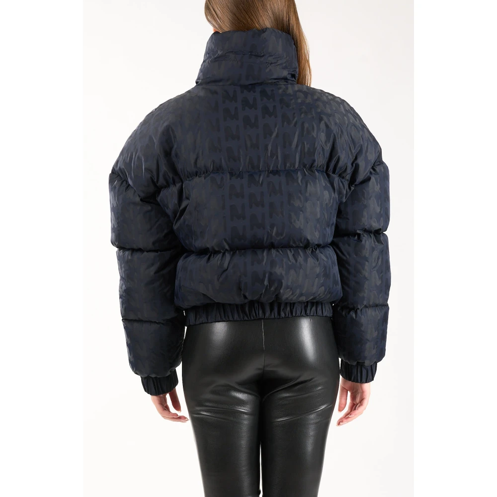 Msgm Nylon gewatteerde jas met all-over logoprint Black Dames