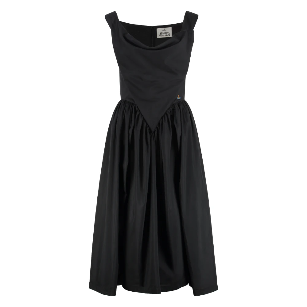 Vivienne Westwood Black Silk Cotton Draped Dress - Female - Midi Dresses - Xs - Dresses