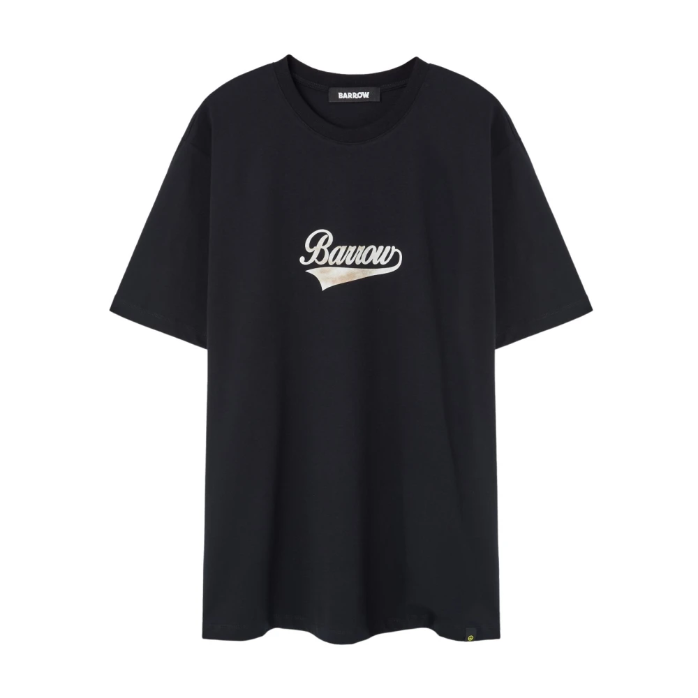 Barrow Zwart T-shirt met print op de rug Black Heren