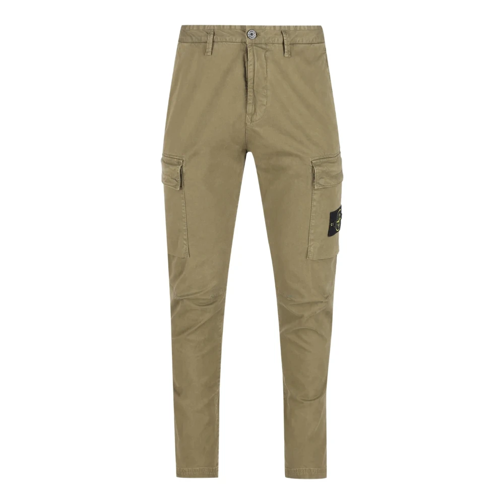 Stone Island Green Slim-Fit Trousers, Male, W32, Slim-Fit Trousers