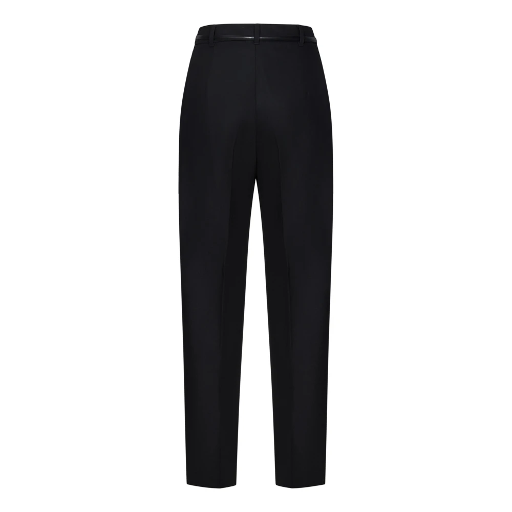 Max Mara Zwarte Wol Dubbele Plooi Broek Black Dames