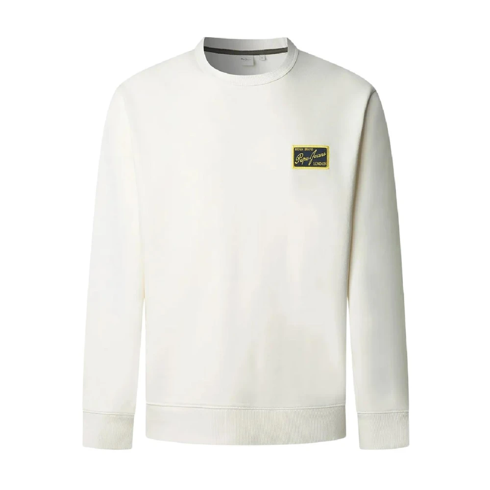 Pepe Jeans Men's White Sweatshirts, S, Soren Crew Sweatshirt
