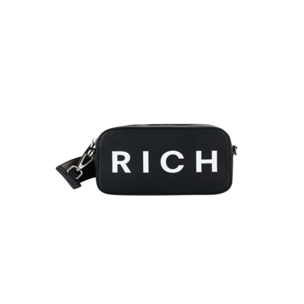 John Richmond Zwart en wit leren handtas Rwa24142Bo Black Dames