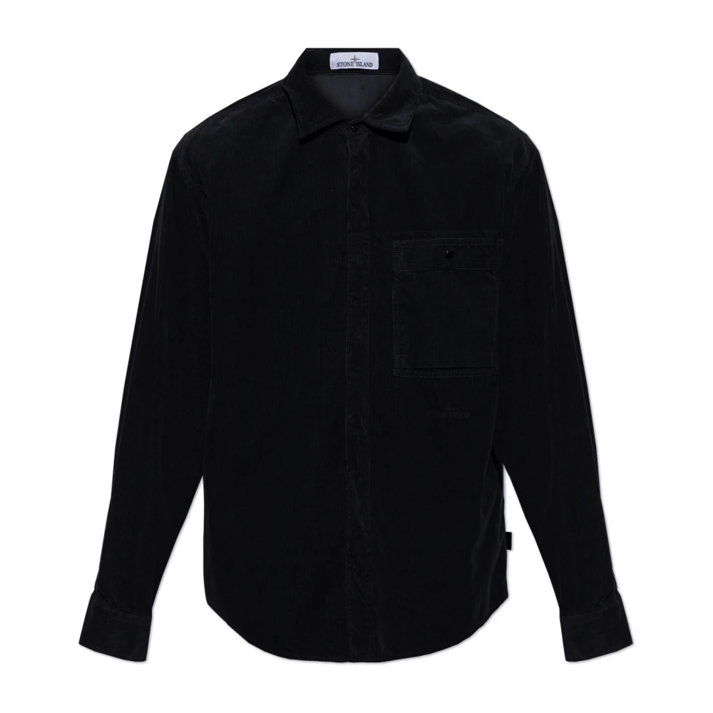 Stone Island Ribfluwelen Overhemd Black Heren