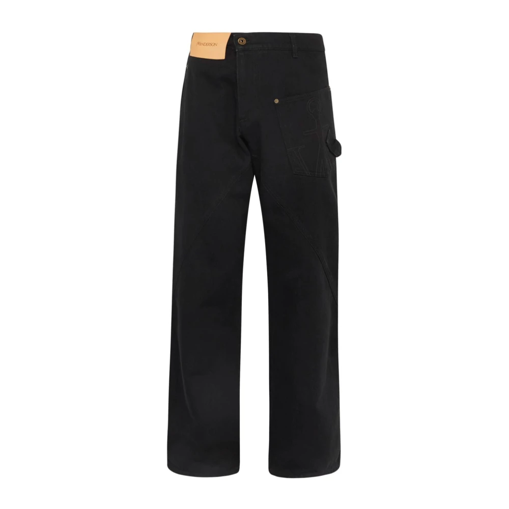 JW Anderson Zwarte Loose-Fit Denim Jeans Black Heren
