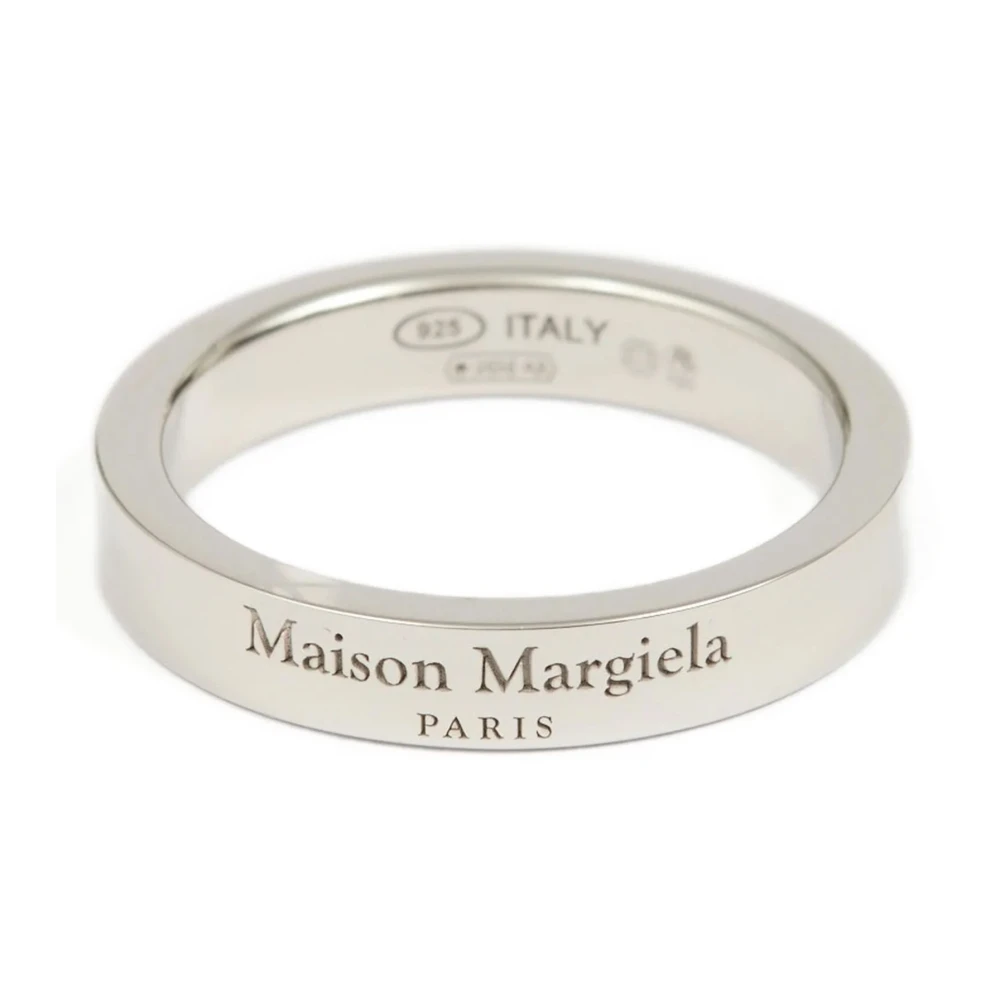 Maison Margiela Men's Gray Rings, 46 Mm, Logo Ring