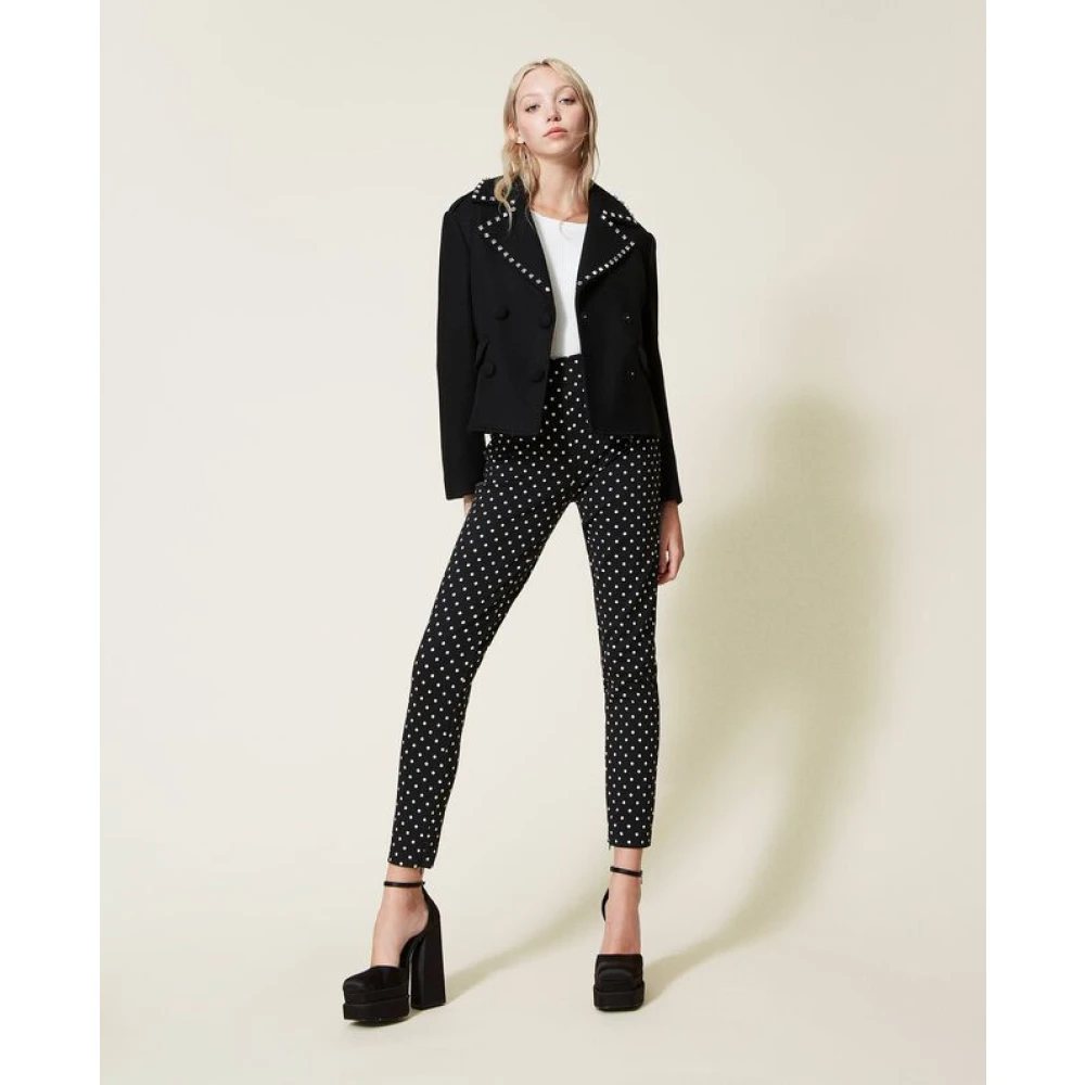 Twinset Strak gesneden broek Black Dames