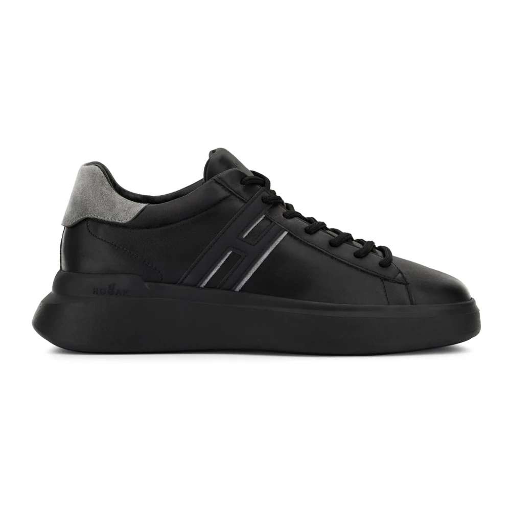 Hogan Grijze Sneakers met Suède Details Heren Schoenen Zwart