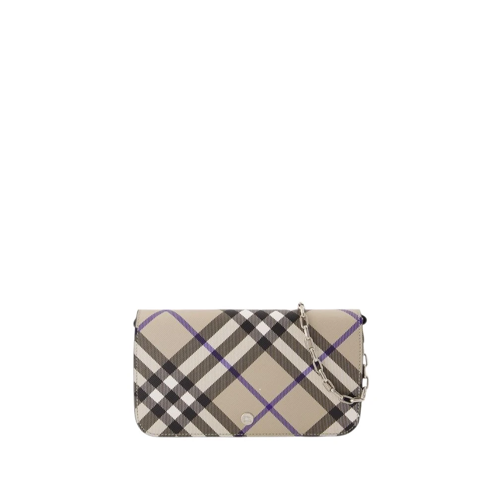 Burberry Ketting Portemonnee Synthetisch Leer Neutraal Beige Dames