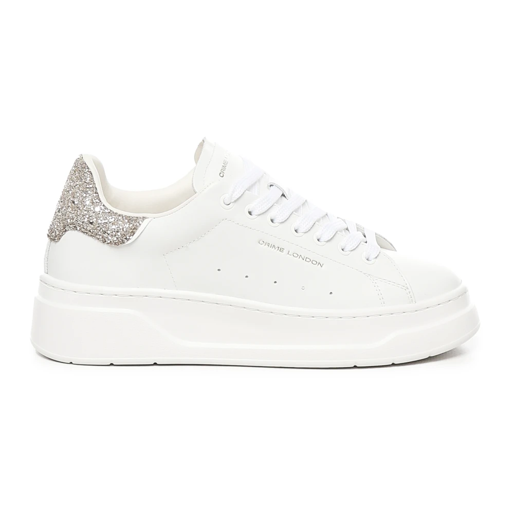 Crime London Vita Platinum Glitter Sneakers White, Dam