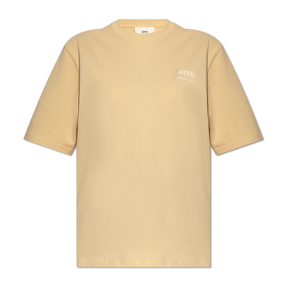 Ami Paris T-shirt med logotyp Yellow, Dam