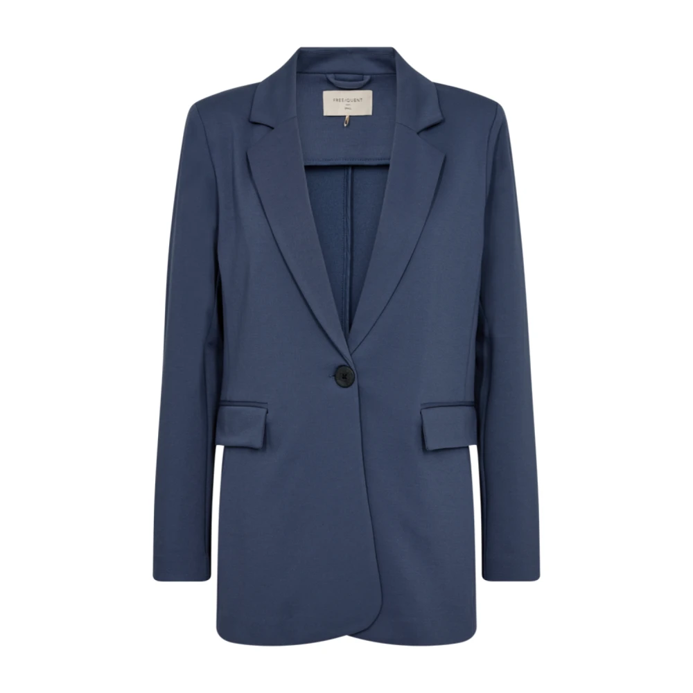 Freequent Indigo Blazer met Brede Revers Blue Dames