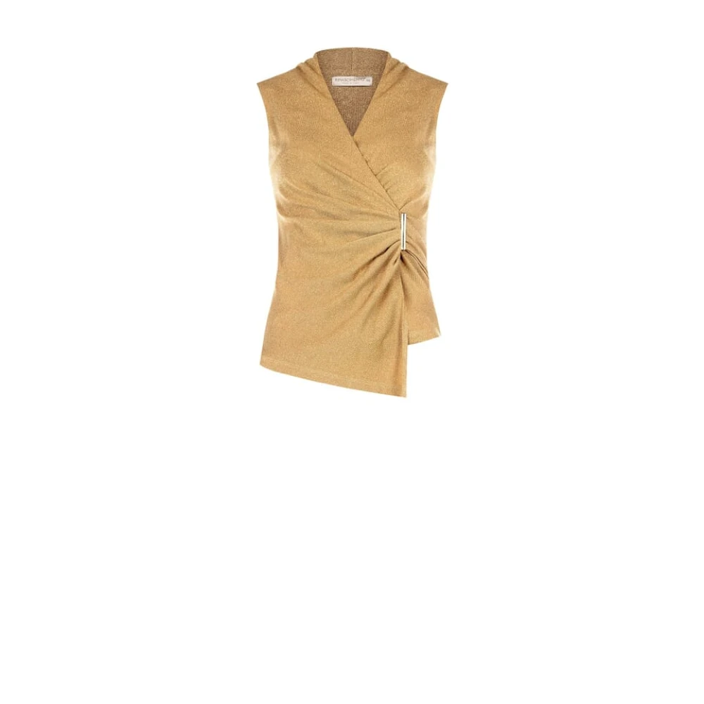 RINASCIMENTO Lurex Cross-Over Fitted Top Beige Dames