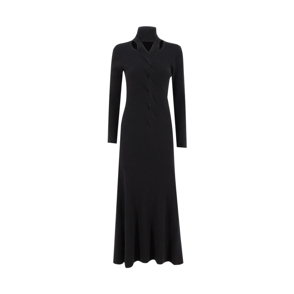 Fabiana Filippi Elegant Ribbad Maxiklänning Black, Dam