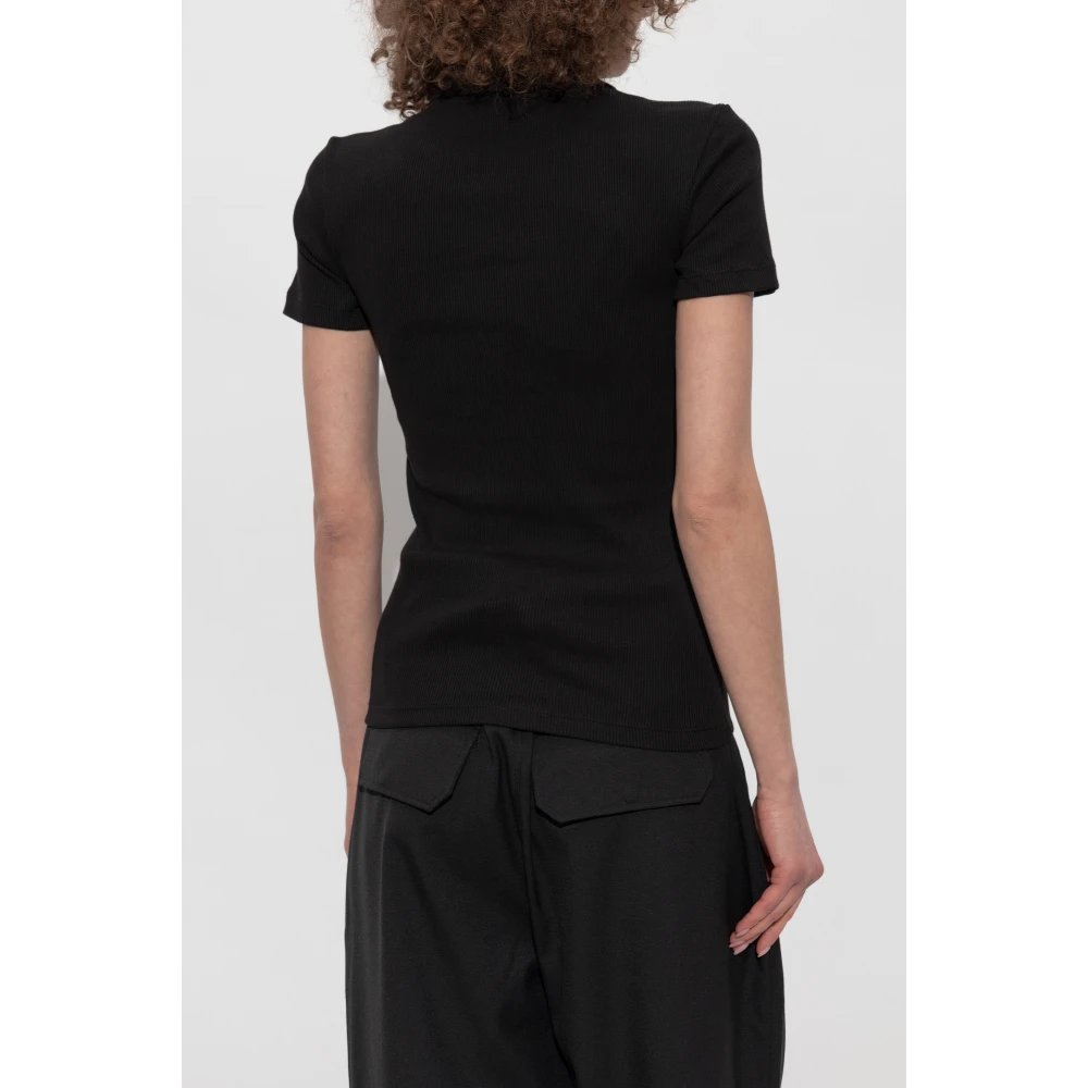 Lacoste Geribbelde polo met logopatch Black Dames