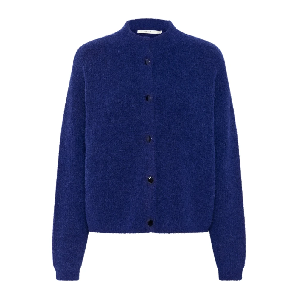 Gestuz Blue Alphagz Short Cardigan - Female - Cardigans - M - Knitwear
