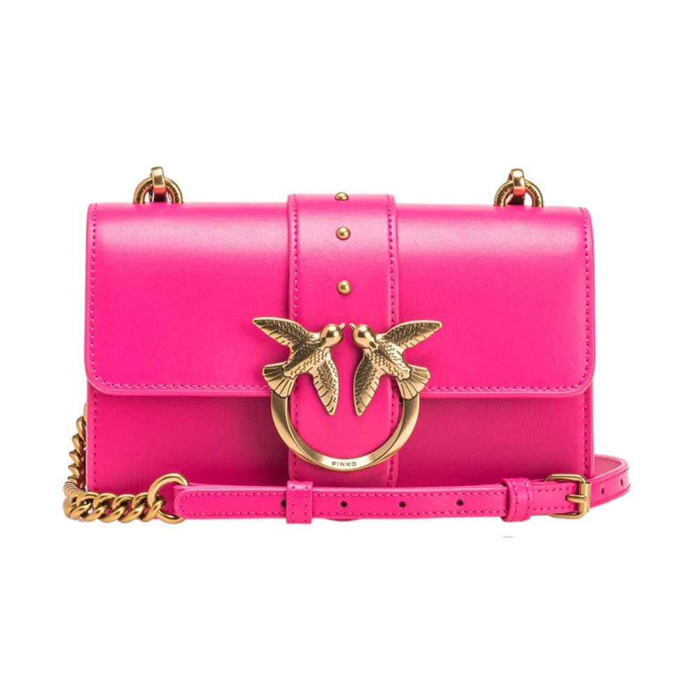 Pinko Studded Leather Mini Love Bag Pink Dames