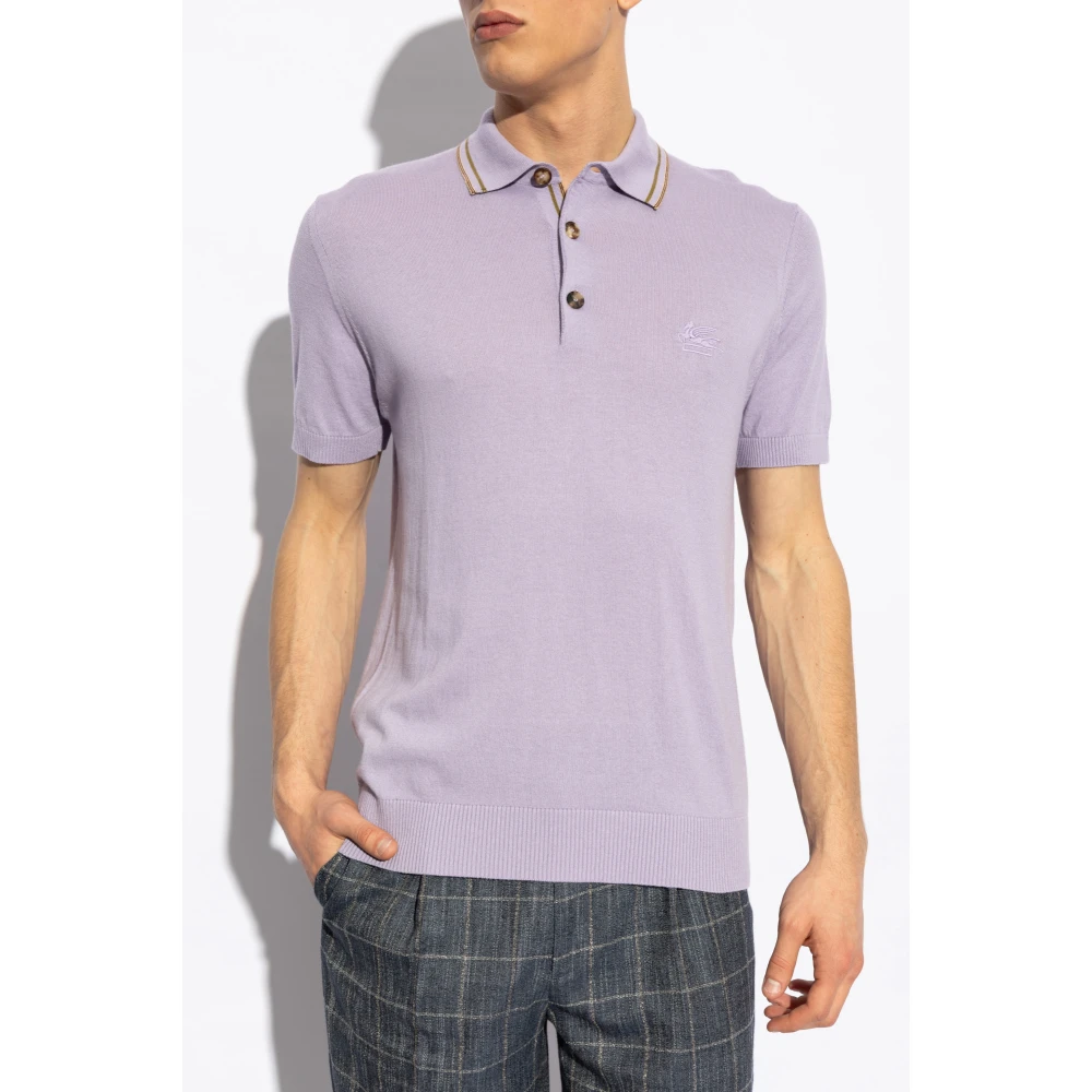 ETRO Polo met geborduurd logo Purple Heren