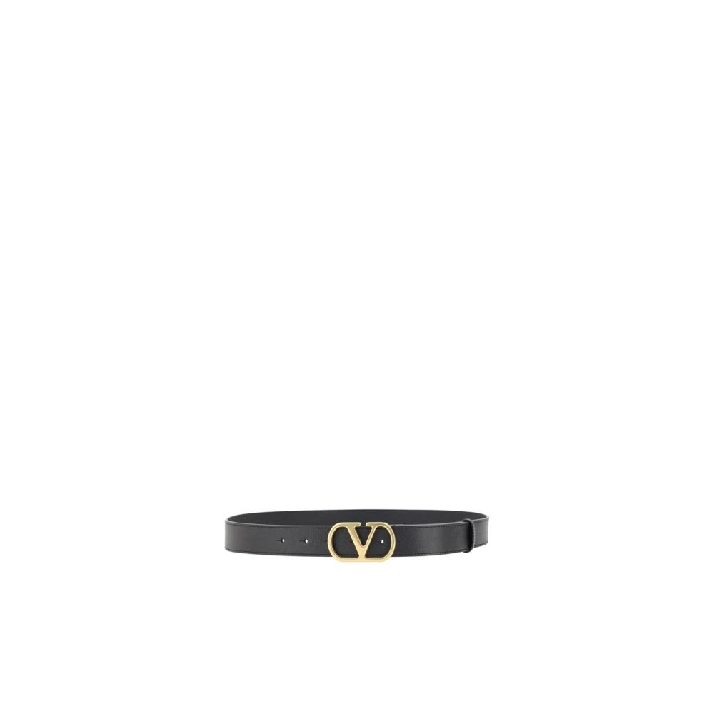 Valentino Garavani Zwart leren VLogo riem Brown Dames