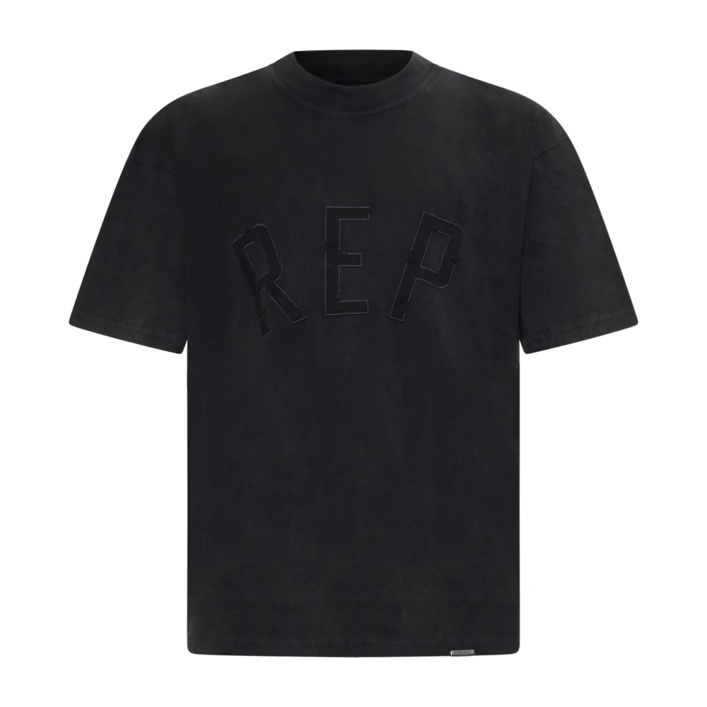 Represent Vintage Zwarte T-shirt met Rep Appliqué Black Heren