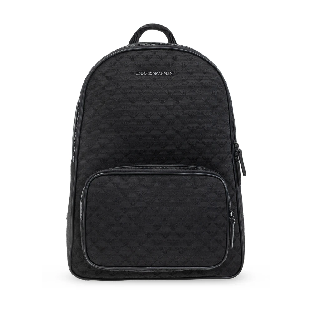 Emporio Armani Men's Black Backpack With Logo