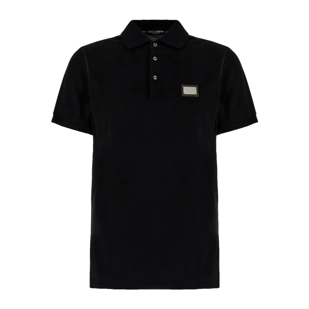 Dolce & Gabbana Men's Black Polo-Shirt With Branded Tag