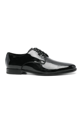 Svart Lackläder Snörskor Loafers