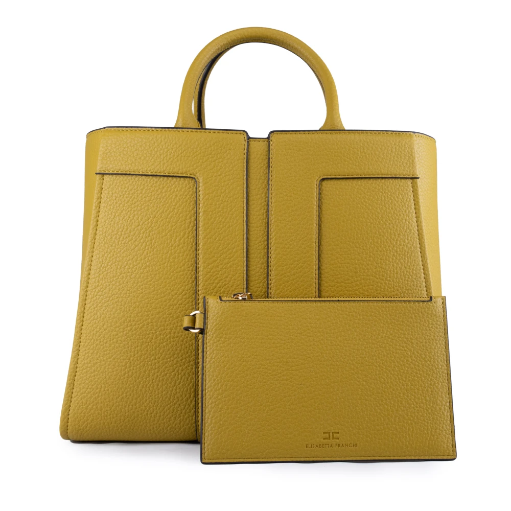 Elisabetta Franchi Curry Gehamerde Kunstleren Handtas Yellow Dames