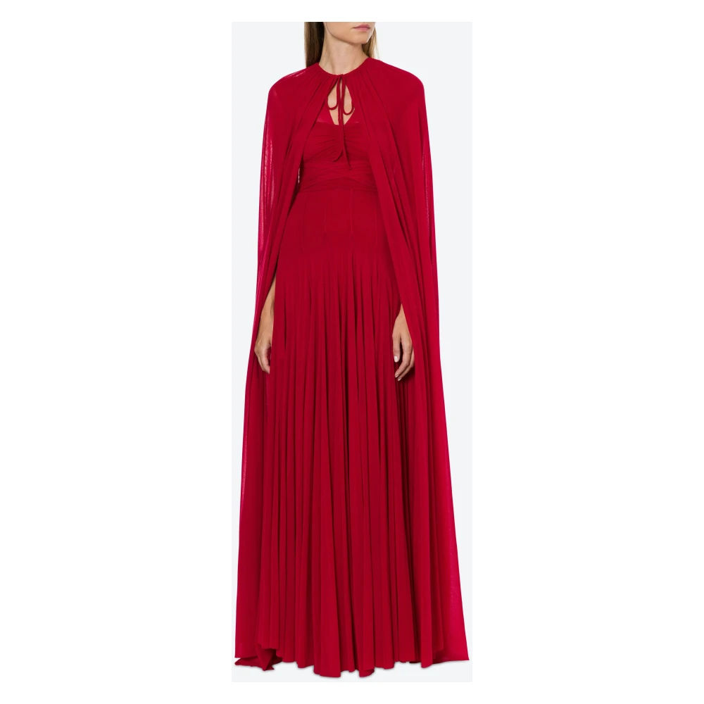 Philosophy di Lorenzo Serafini Stretch Tule Jurk met Cape Red Dames