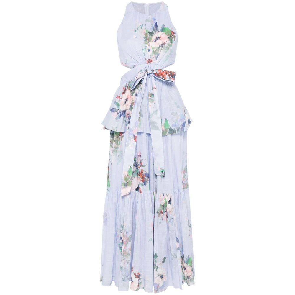 Zimmermann Bloemenprint Uitgesneden Gelaagde Jurk Blue Dames