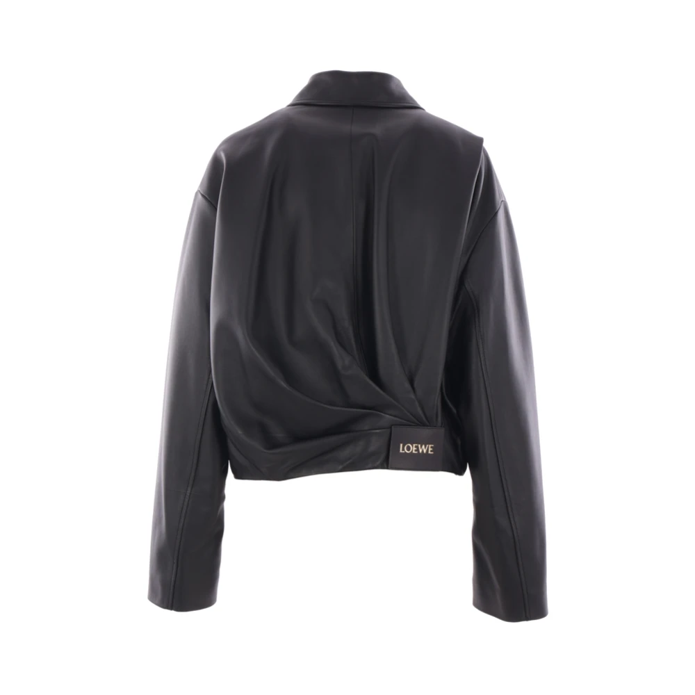 Loewe Zwarte leren volledige rits jas Black Dames