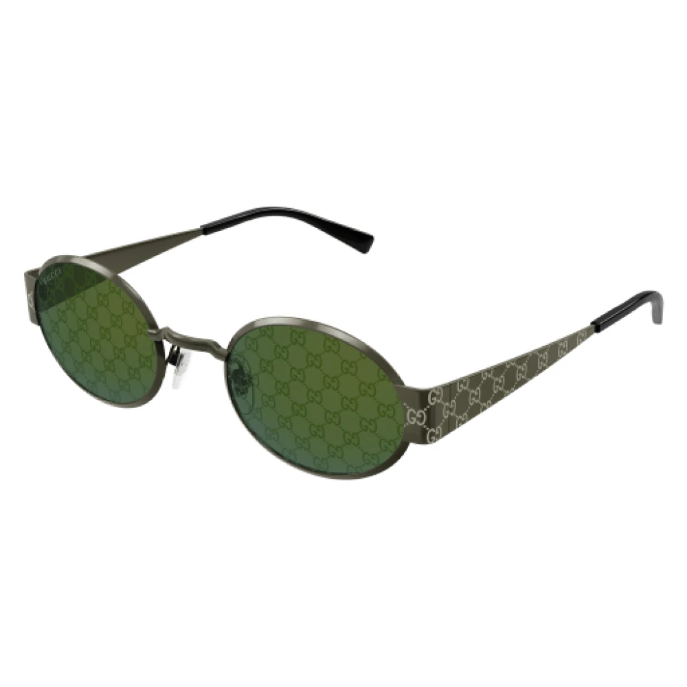 Gucci Green Sunglasses, Male, 51 Mm, Innovative Oval Sunglasses With Gg Motif