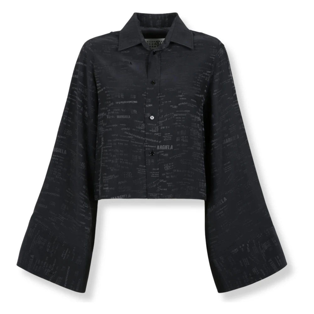 Mm6 Maison Margiela Women's Black Jacquard Convertible Shirt - Shirts - Xs - Blouses & Shirts