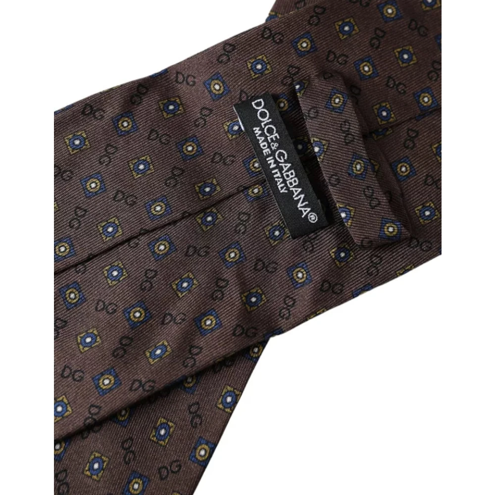 Dolce & Gabbana Bruine Zijden Stropdas met Logodetails Brown Heren