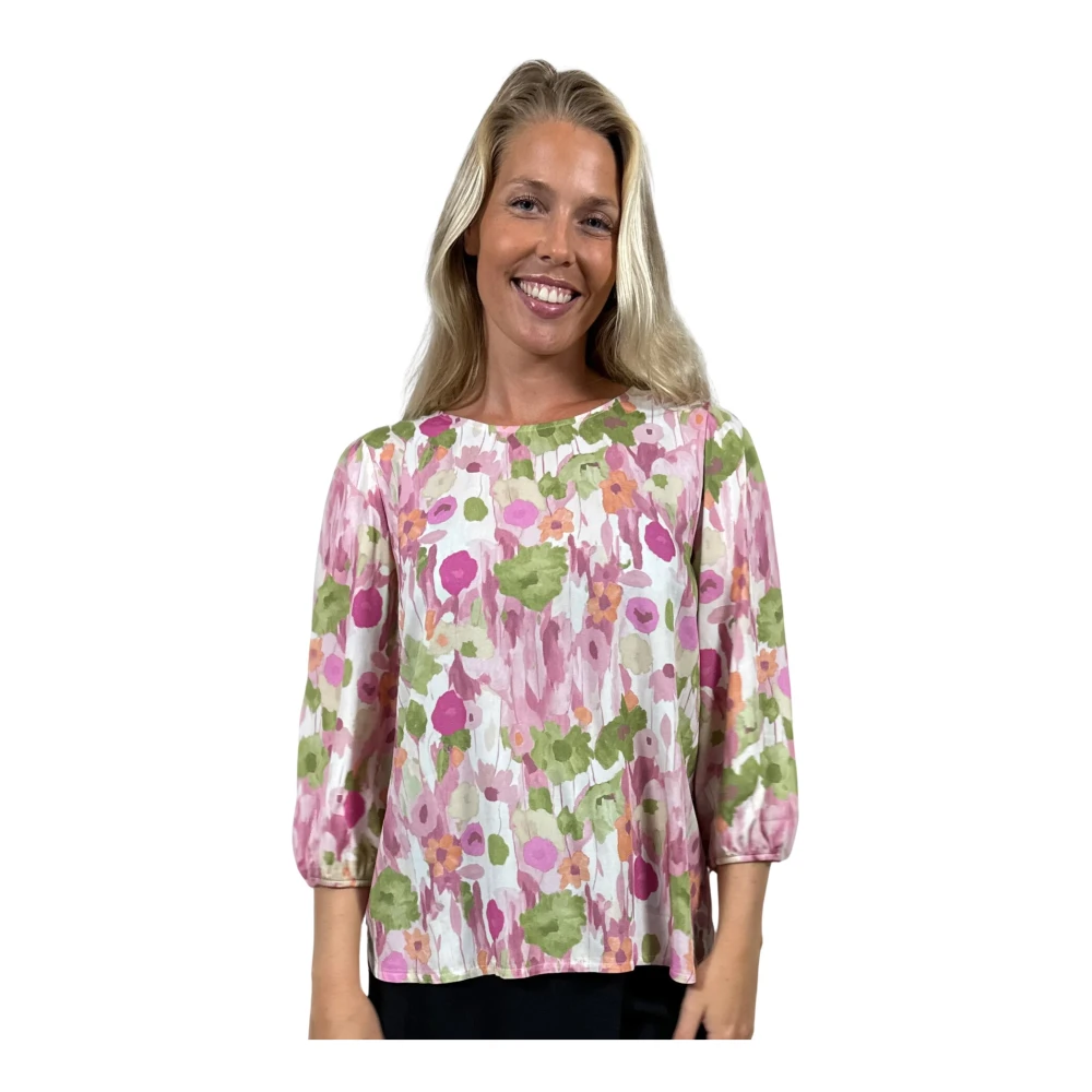2-Biz Bloemenblouse Sammy.Sp24 Rose Multicolor Dames