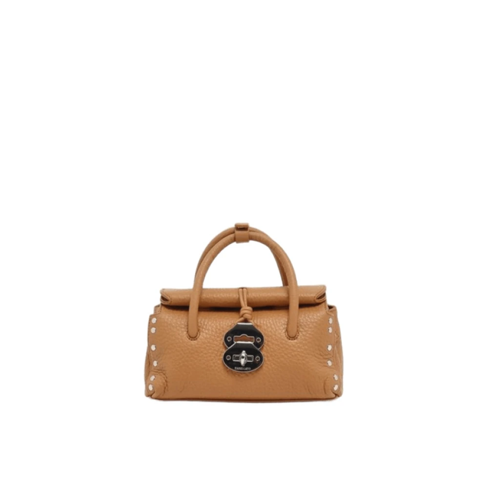 Zanellato Women's Brown Handbags, One Size, Amaretto Handbag With Studded Edges